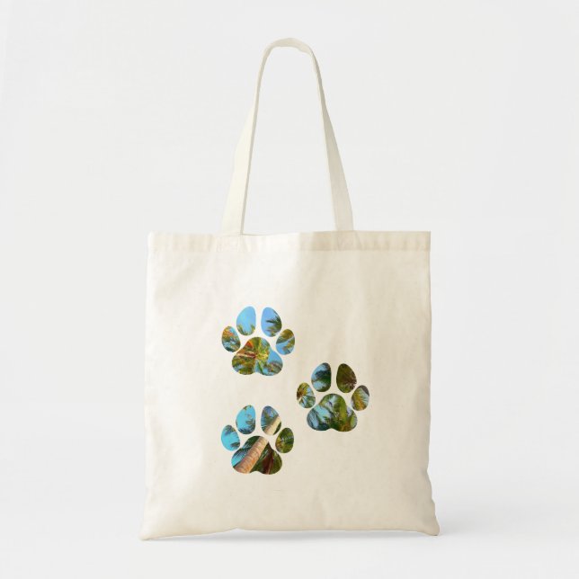Bolso De Tela Pinturas de pata de perro - Palmeras tropicales (Frente)