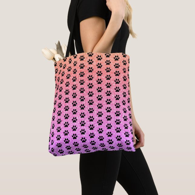 Bolso De Tela Pinturas negras Rosa Ombre Purpurinoso rosa dorado (Detalle)