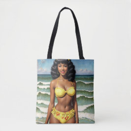 Bolso De Tela Pinup African American In Yellow Bikini Art