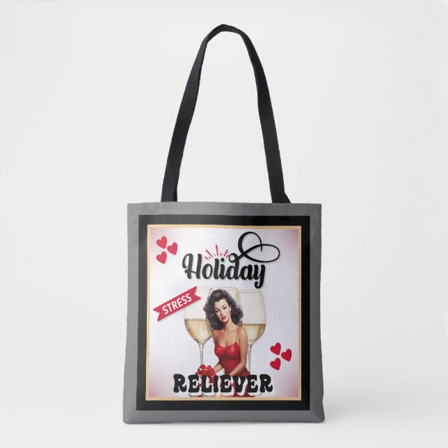 Bolso De Tela Pinup Retro Aliviador de Estrés Navideño (Anverso)