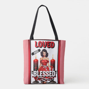 Bolso De Tela Pinup Retro Amada y Bendecida
