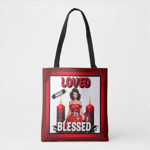 Bolso De Tela Pinup Retro Amada y Bendecida