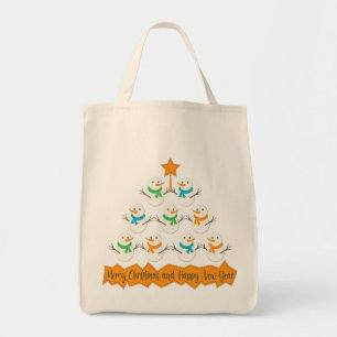 Bolso De Tela Pirámide de árboles de Navidad hecha de muñecos de