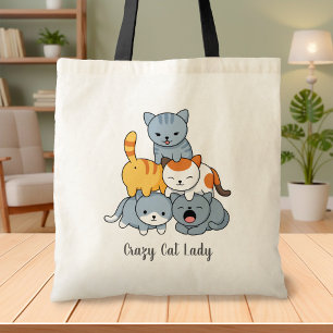 Bolso De Tela Pirámide de Gatos - Grupo de Gatos, Color Dama Gat