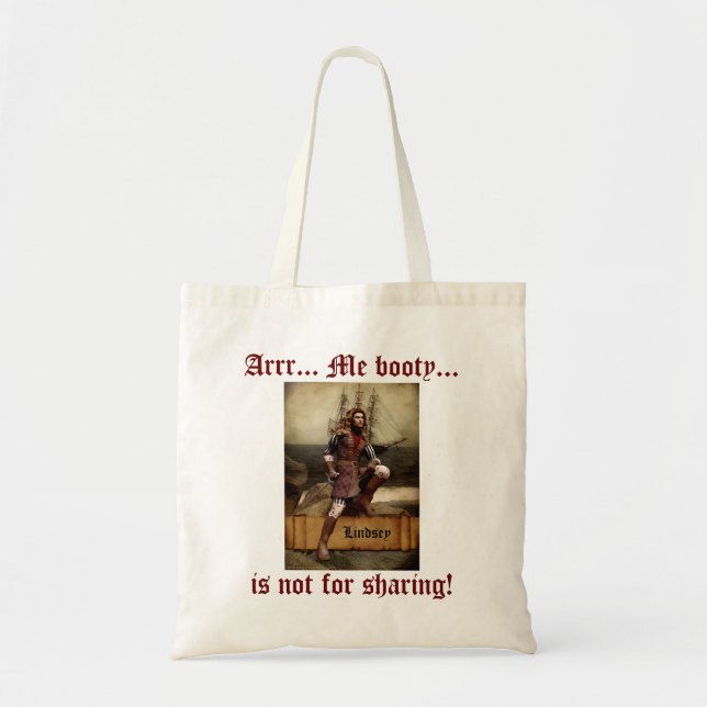 Bolso De Tela Pirata - Arrr... Tote de lienzo de booty personali (Frente)