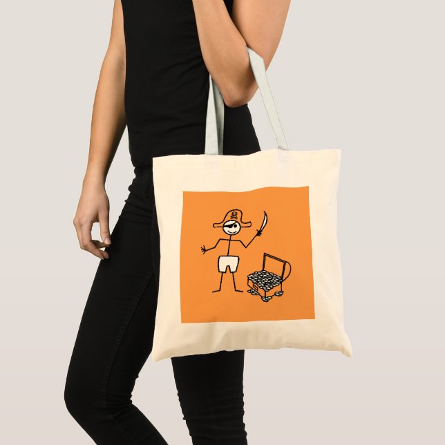 Bolso De Tela Pirata Stickman con el tesoro del pecho (Anverso (producto))