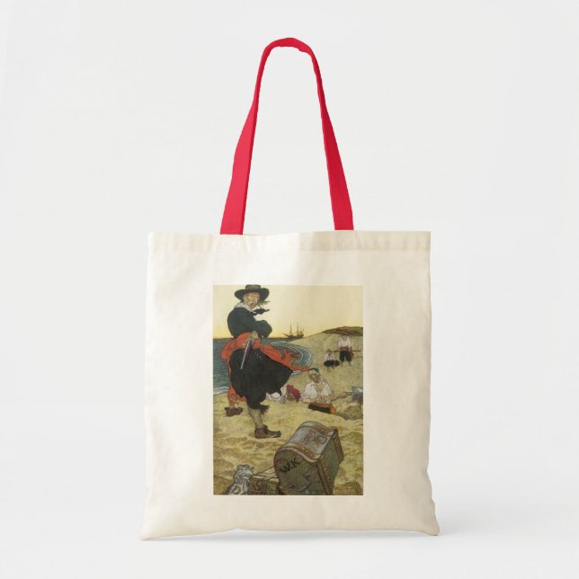 Bolso De Tela Piratas Antiguos, William Kidd Enterrando Tesoro (Frente)