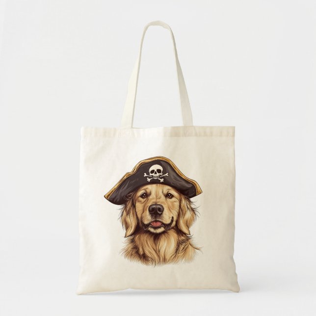 Bolso De Tela Pirate Golden Retriever Dog Skull (Frente)