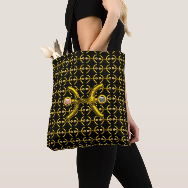 BOLSO DE TELA PISCES GOLD ZODIAC JEWELS DE CUMPLEAÑOS CON PERLAS (Detalle)
