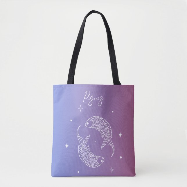 Bolso De Tela Pisces zodiac horoscopio estrella gradiente (Anverso)