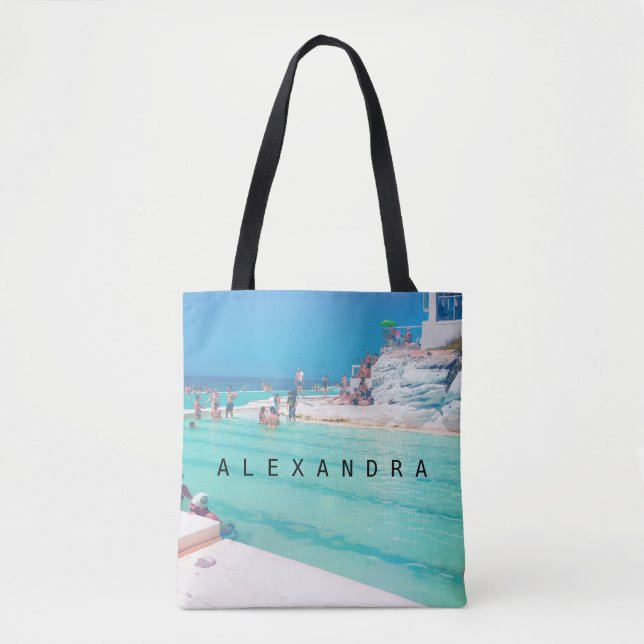 Bolso De Tela Piscina marina verano azul acuático (Anverso)