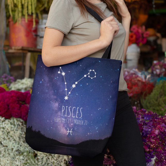 Bolso De Tela Piscis | Constelación zodiaca personalizada (Subido por el creador)