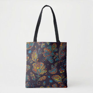Bolso De Tela Pisley acuarela: teja de patrón floral