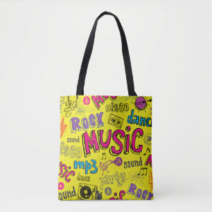 Bolso De Tela Pista de dibujos animados musicales de fondo incom