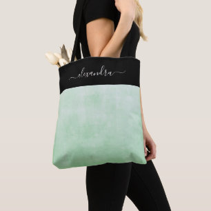 Bolso De Tela Pistacho Negro rústico elegante personalizado