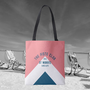 Bolso De Tela Piste Club Personalizado Pink White Peak Ski