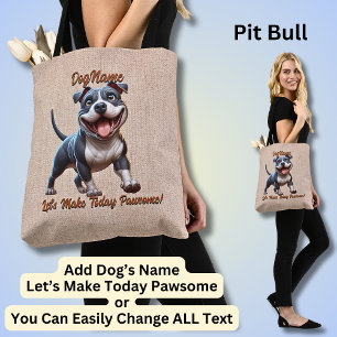 Bolso De Tela Pit Bull - Añadir nombre de perro, cambiar texto