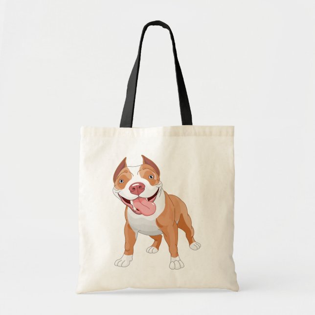 Bolso De Tela Pit Bull Sonriente Feliz (Frente)