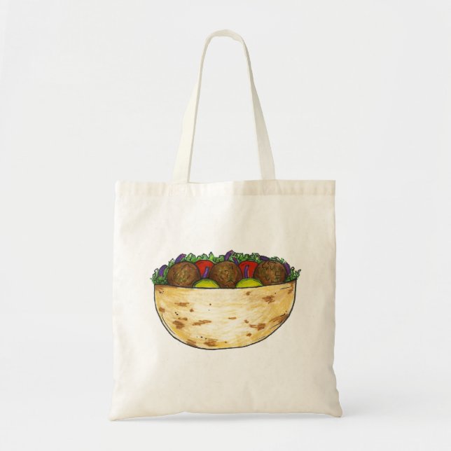 Bolso De Tela Pita Falafel Sandwich Tote de Comida Mediterránea (Frente)