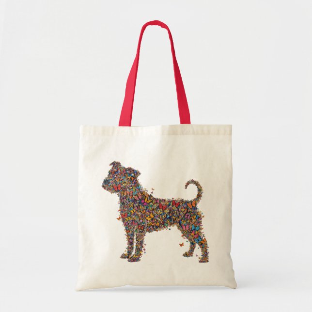 Bolso De Tela Pitbull Butterfly Silhouette Art | Bully Dog Lover (Frente)