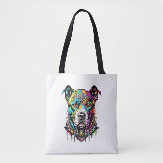 Bolso De Tela pitbull colorido (Anverso)