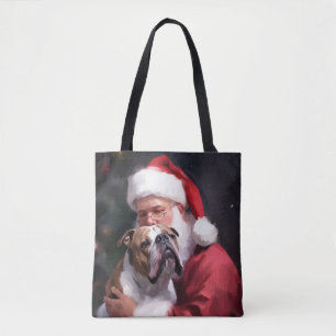 Bolso De Tela Pitbull Con Santa Claus Navideño Festivo