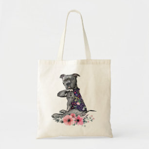 Bolso De Tela Pitbull Dog Flower PitBull Amo A Mamá Pitbull Tatt