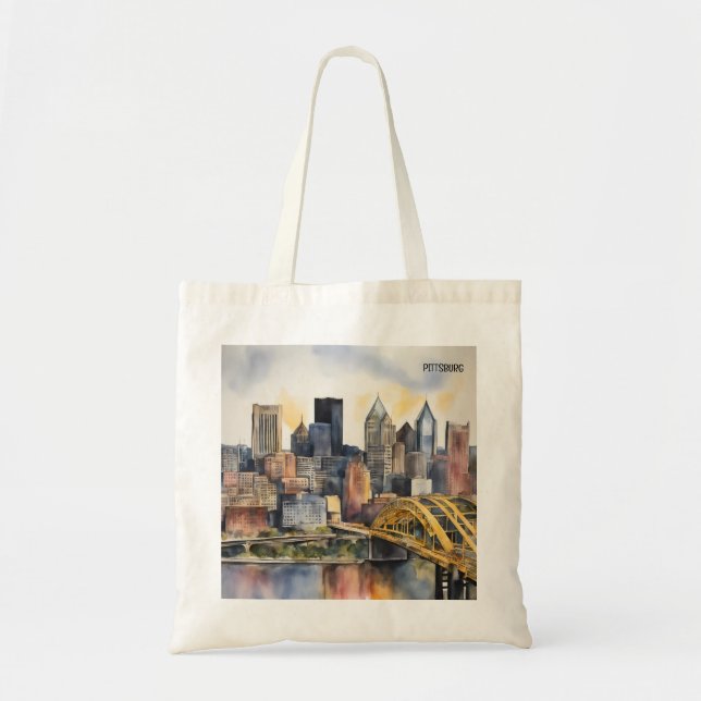 Bolso De Tela Pittsburgh Cityscape (Frente)