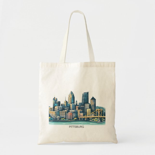 Bolso De Tela Pittsburgh Cityscape (Frente)