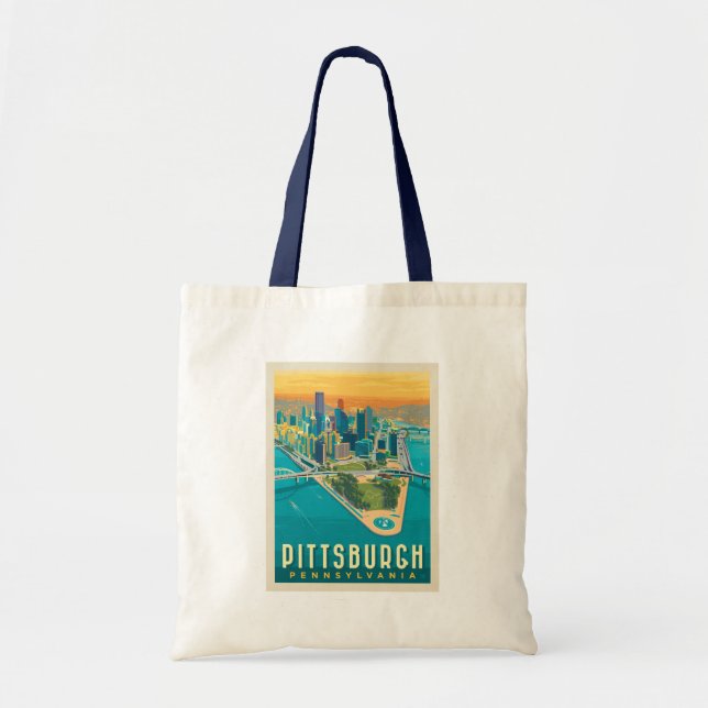 Bolso De Tela Pittsburgh, PA | Vista de ojos de pájaro (Frente)