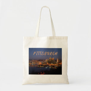 Bolso De Tela Pittsburgh, Pennsylvania Downtown Night Time River