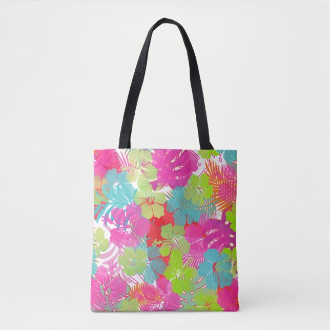 Bolso De Tela PixDezines Aloha Hibiscus/Foliage de la selva trop (Anverso)