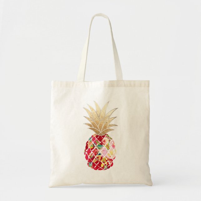 Bolso De Tela PixDezines Aloha Piña + Faux Gold (Frente)