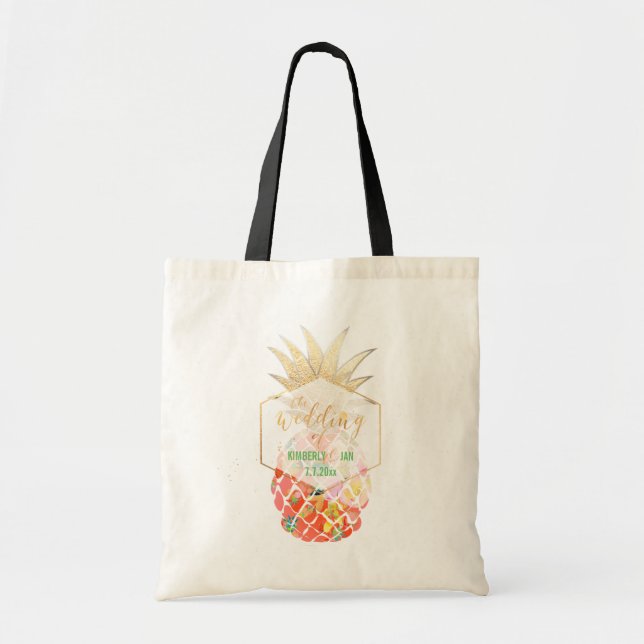 Bolso De Tela PixDezines Aloha Piña Hawaiana (Frente)