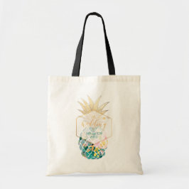 Bolso De Tela PixDezines Aloha Piña Hawaiana/Verde azulada