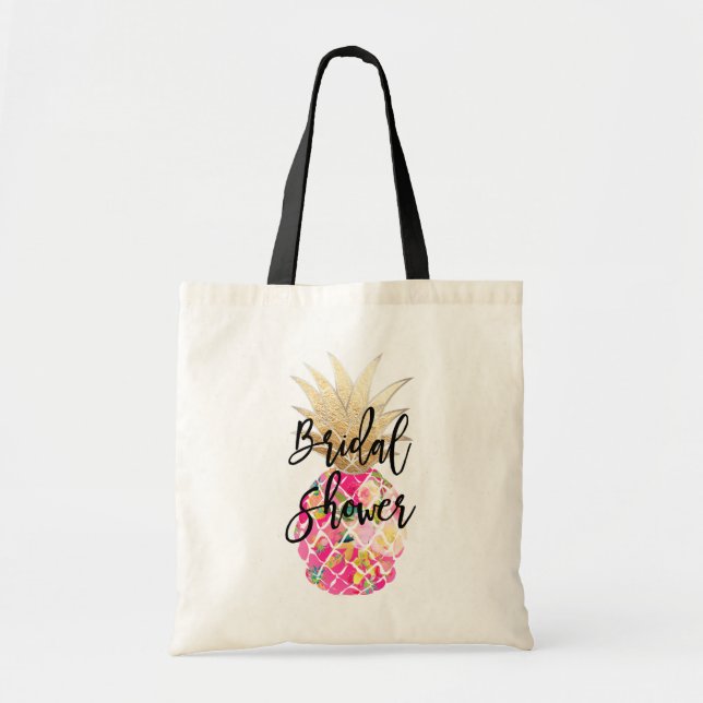 Bolso De Tela PixDezines Aloha Pineapple+Faux Gold (Frente)