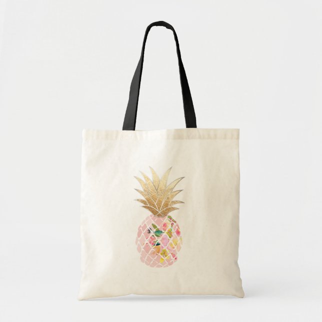 Bolso De Tela PixDezines Aloha Pineapple+Faux Gold (Frente)