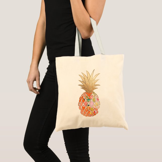 Bolso De Tela PixDezines Aloha Pineapple+Faux Gold (Anverso (producto))