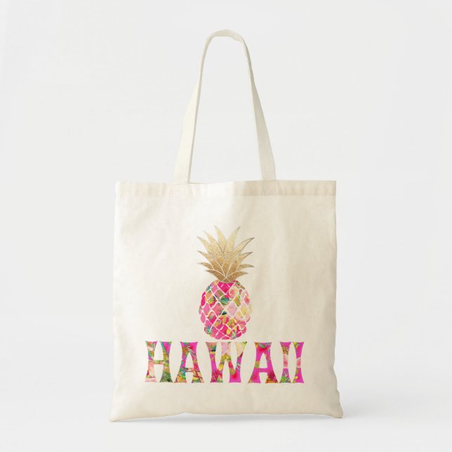 Bolso De Tela PixDezines Aloha Pineapple+Faux Gold (Frente)