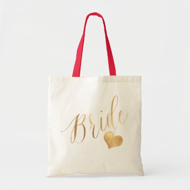 Bolso De Tela PixDezines Bride/Faux Gold Script (Frente)