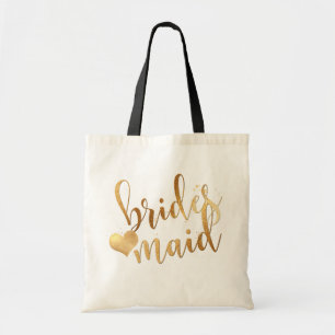 Bolso De Tela PixDezines Bridesmaid/Faux Gold manuscrito