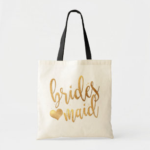Bolso De Tela PixDezines Bridesmaid/Faux Gold manuscrito