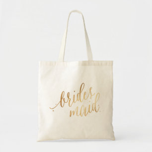 Bolso De Tela PixDezines Bridesmaid/Faux Gold Script