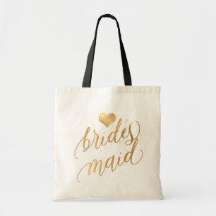 Bolso De Tela PixDezines Bridesmaid/Faux Gold Script