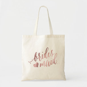 Bolso De Tela PixDezines Bridesmaid/Faux Rosa Gold Script