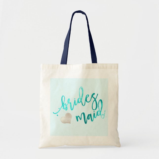 Bolso De Tela PixDezines Bridesmaid/Relieve metalizado Faux/Aqua (Frente)