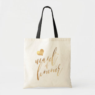 Bolso De Tela PixDezines doncella de honor/Faux Gold Script