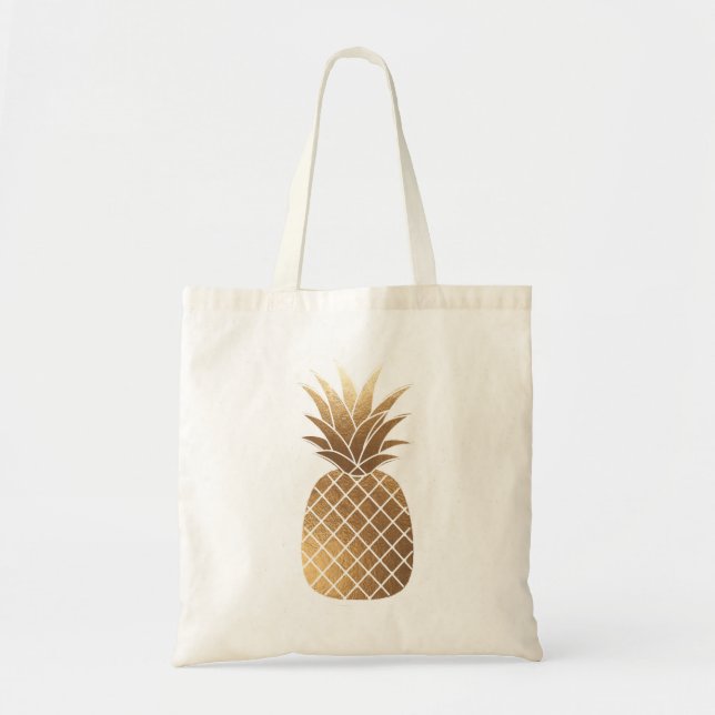 Bolso De Tela PixDezines Faux Gold Pineapple (Frente)