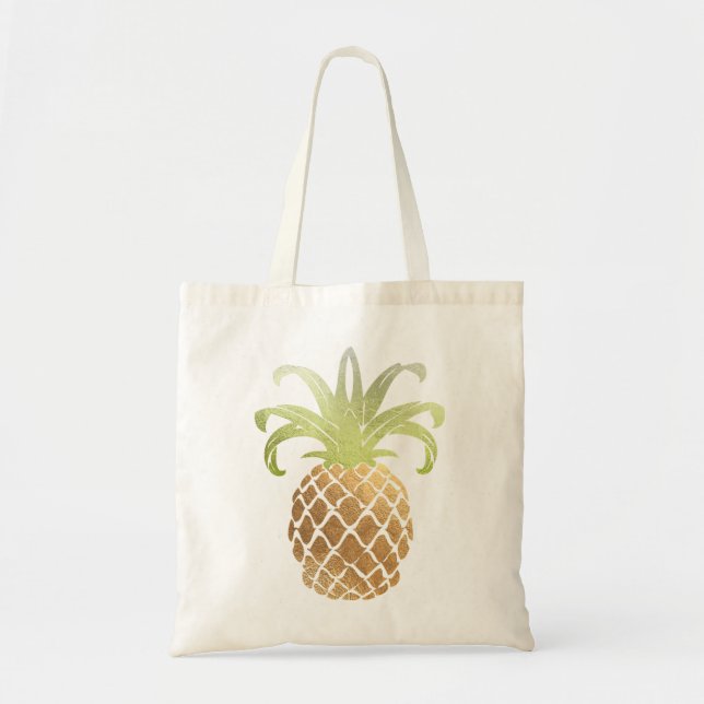 Bolso De Tela PixDezines Faux Gold Pineapple (Frente)