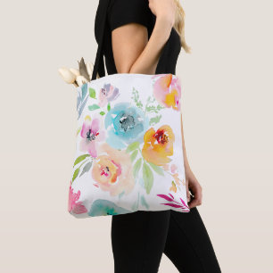 Bolso De Tela PixDezines Floral Watercolor Spring Peonies